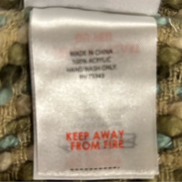 Cynthia Rowley Soft Cozy Afghan Throw fringed Green Cream Aqua 49X64 EUC - Picture 8 of 13